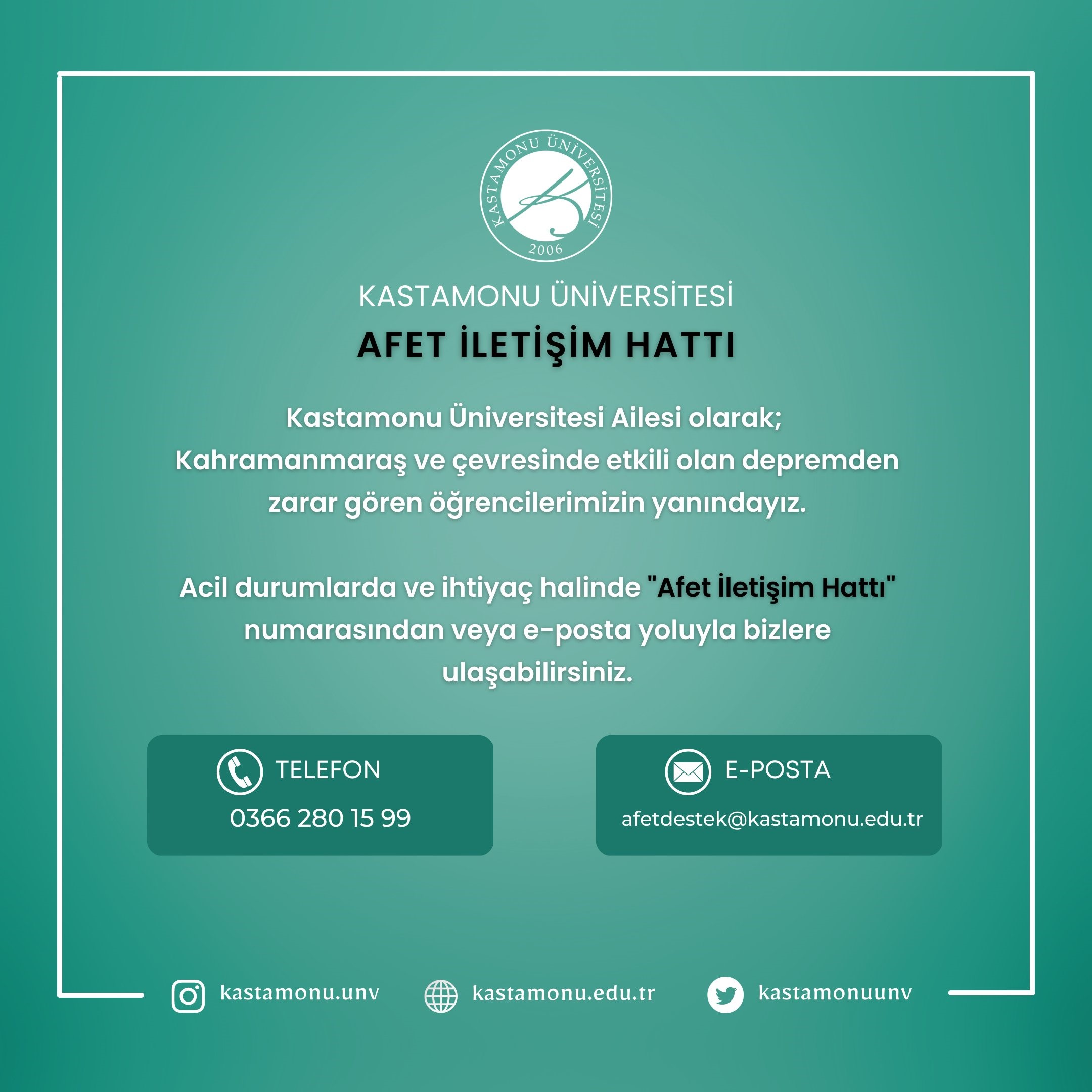 "Afet İletişim Hattı"