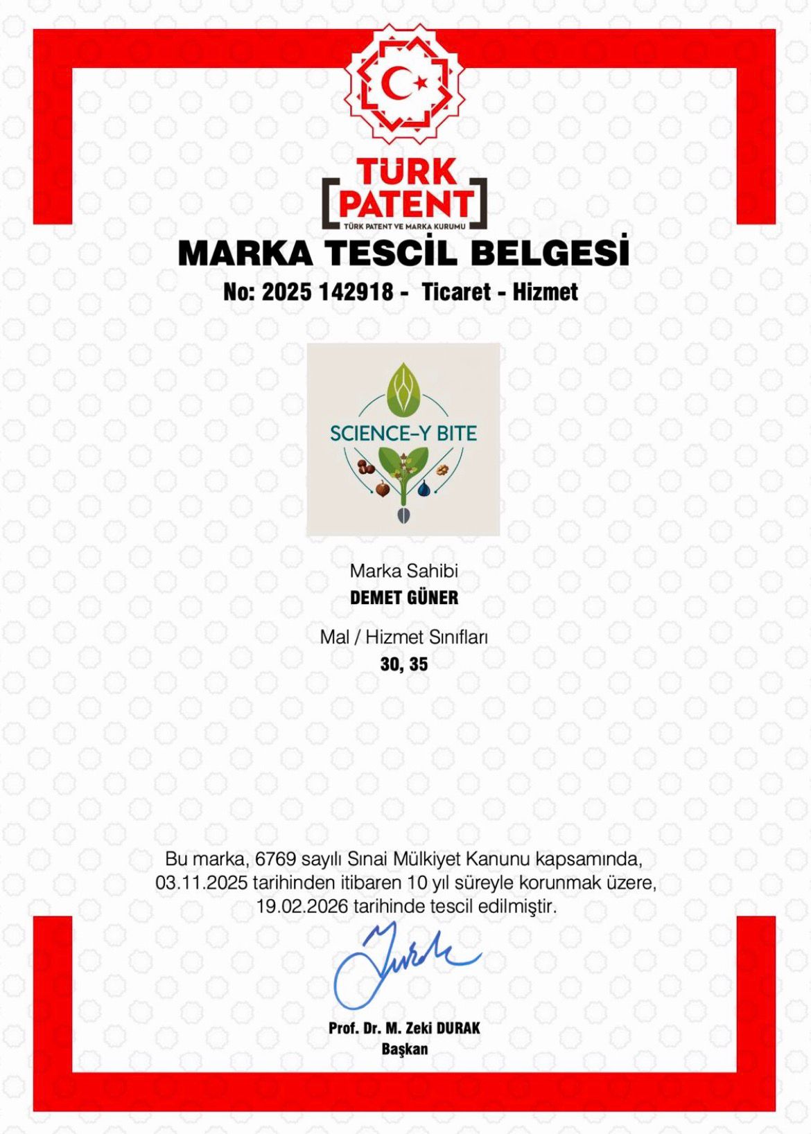 Bölümümüz Öğretim Elemanından Marka Tescili