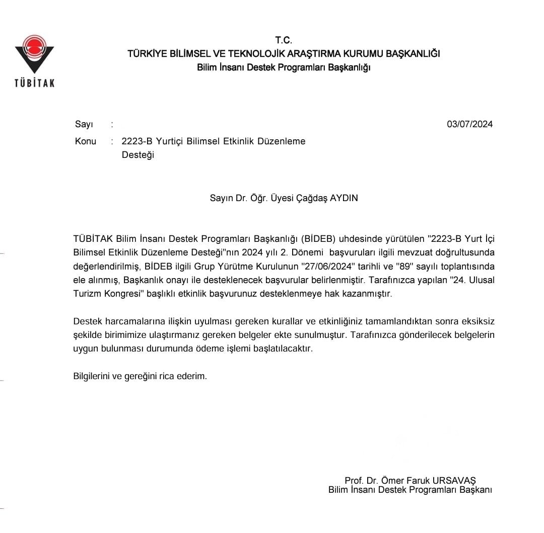 TÜBİTAK'tan Kastamonu Üniversitesi'ne Kongre Desteği